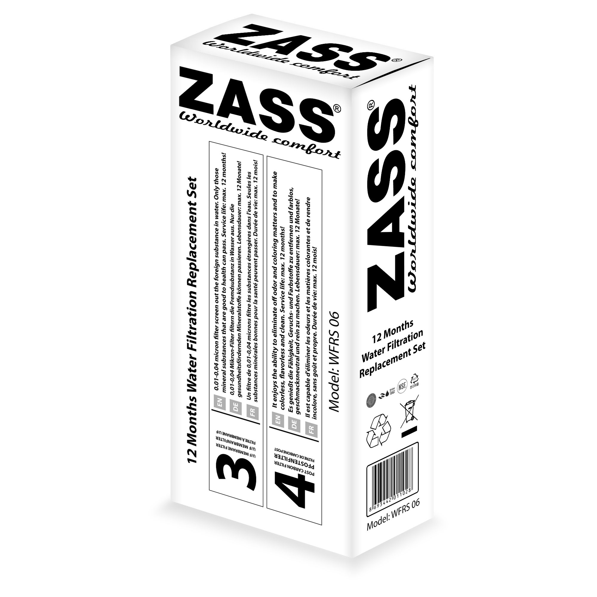 Set filtre dozator Zass WFRS06 cu membrană și post-carbon, schimb 12 luni