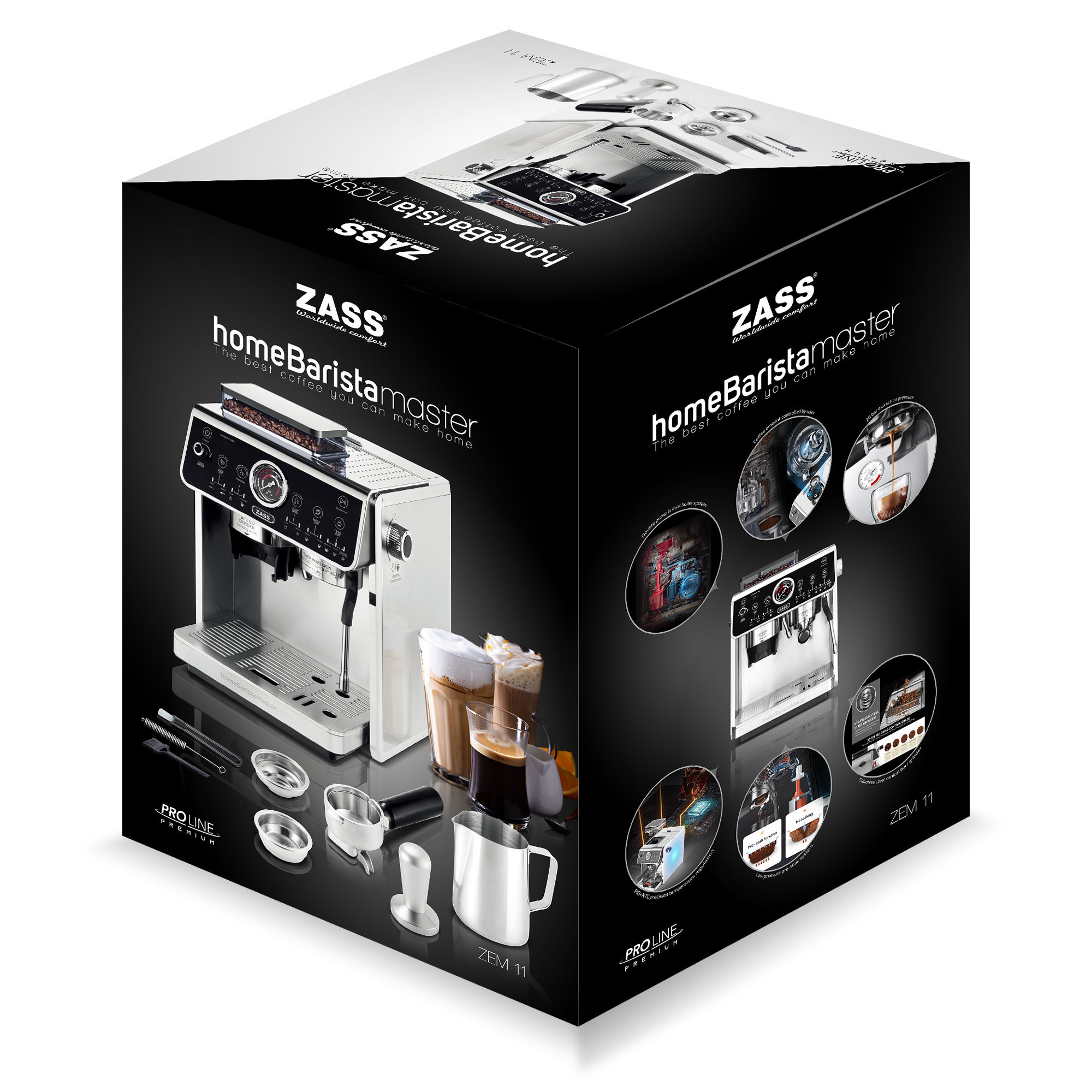 Espressor semiprofesional ZASS ZEM 11 cu rasnita integrata, 20 bar, 2800W