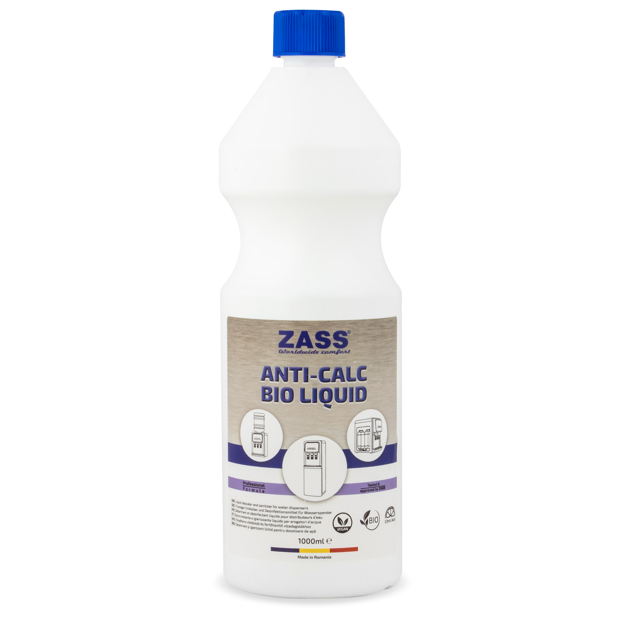 Detartrant si igienizant lichid bio pentru dozatoare de apa ZASS, 1000 ml