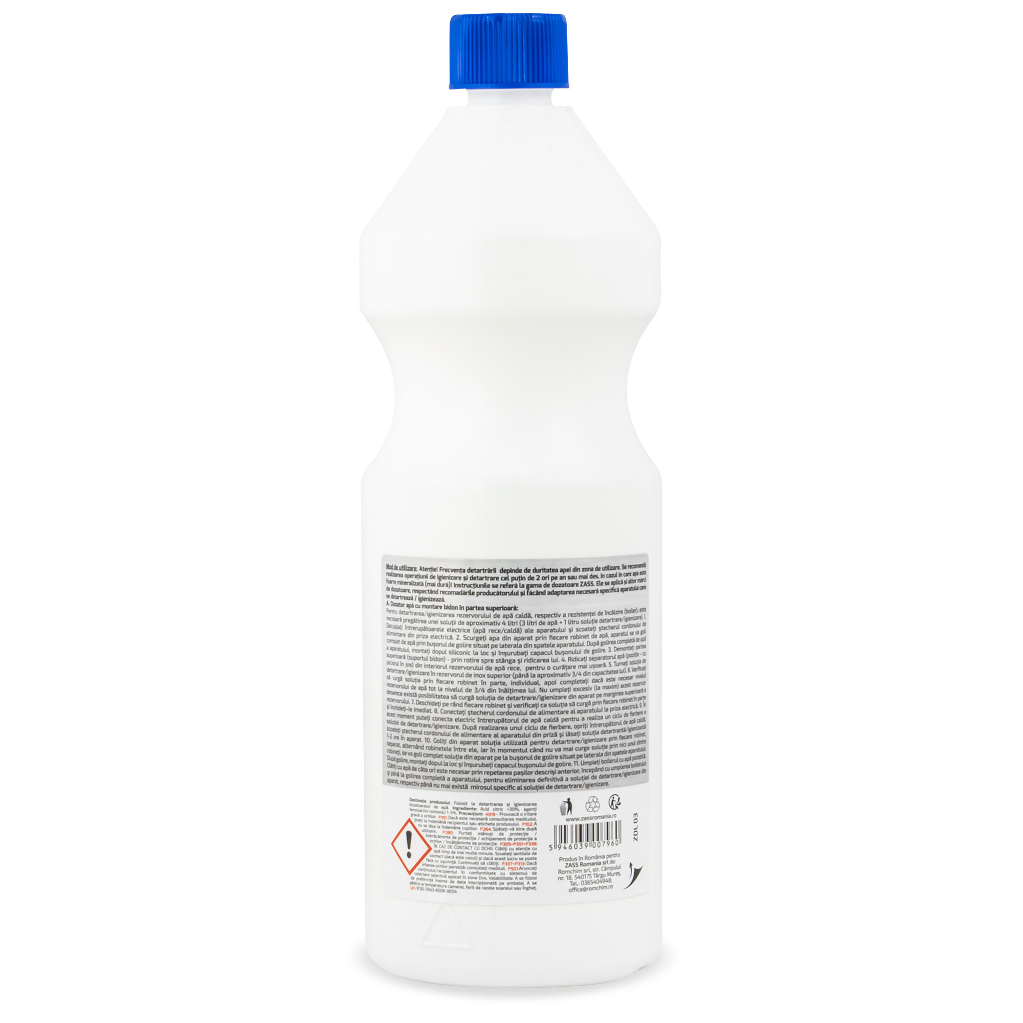 Detartrant si igienizant lichid bio pentru dozatoare de apa ZASS, 1000 ml