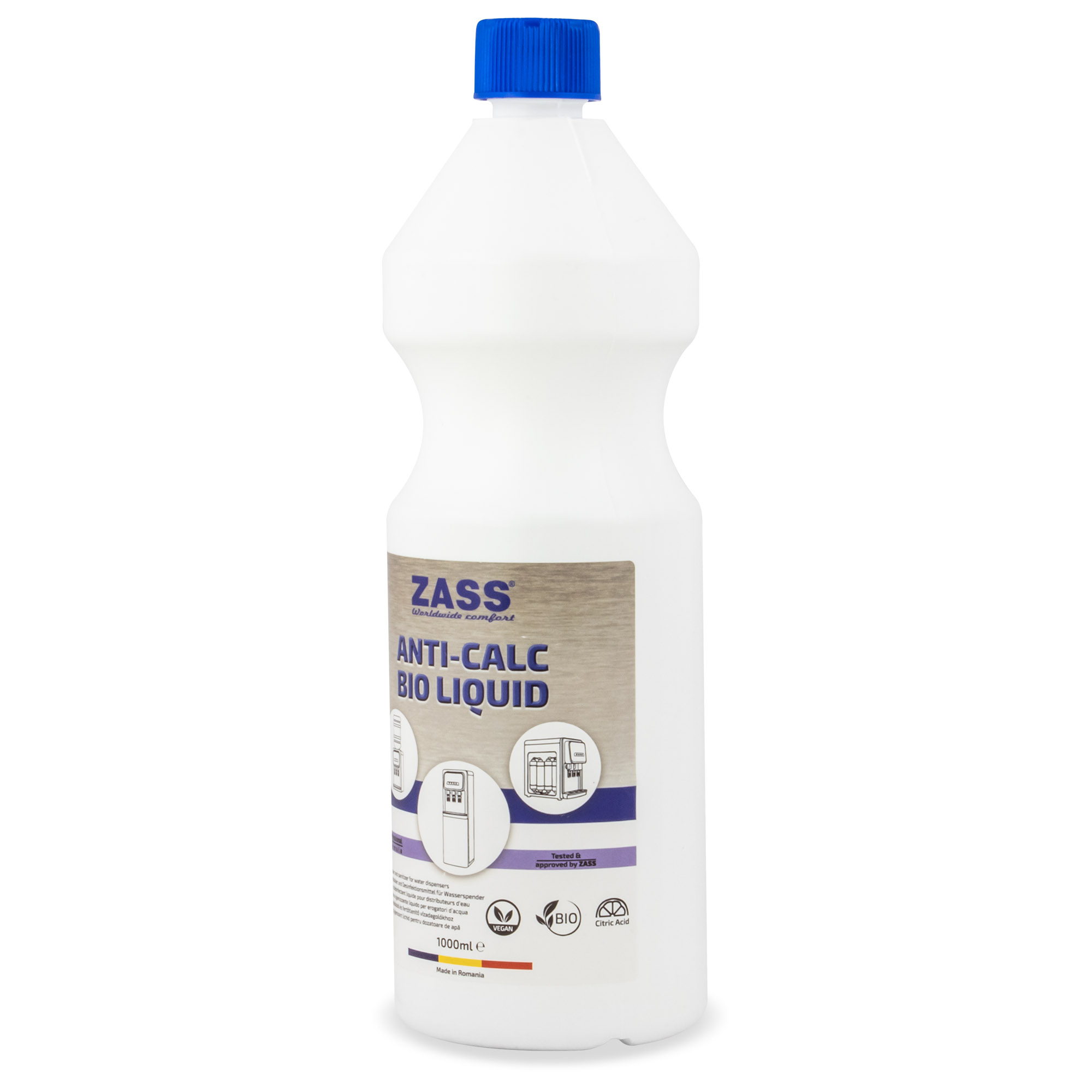 Detartrant si igienizant lichid bio pentru dozatoare de apa ZASS, 1000 ml