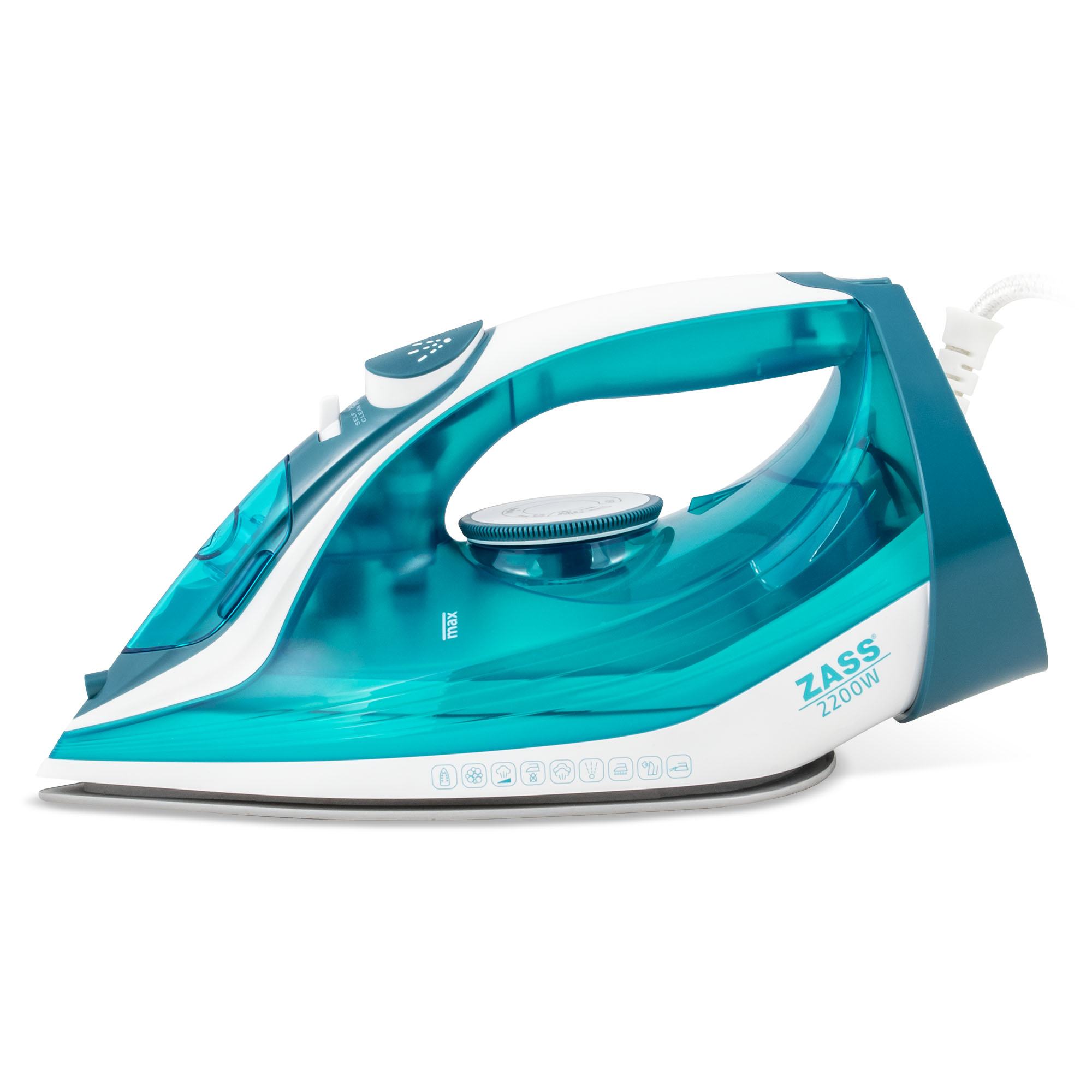 Fier de călcat cu abur Zass A18, 2200 W, talpă ceramică, jet abur