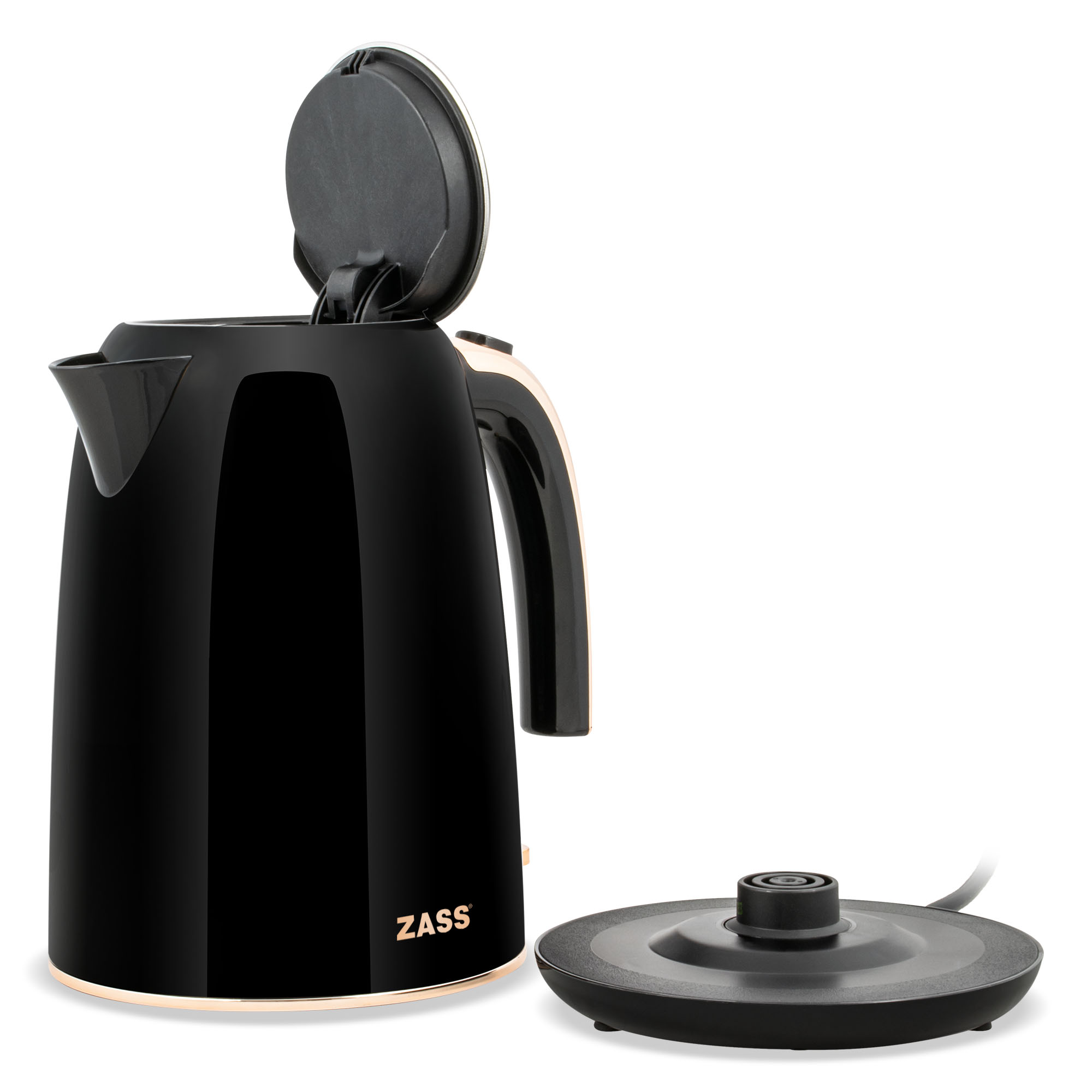 Fierbator electric ZASS ZCK 22, 1,7 litri, Rose Gold, baza 360°