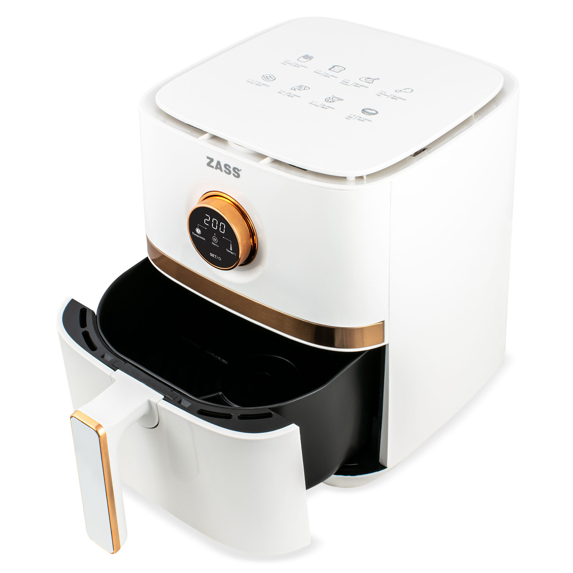 Friteuză cu aer cald ZASS ZAF 02, 5L, 1450W, 8 programe, digitală
