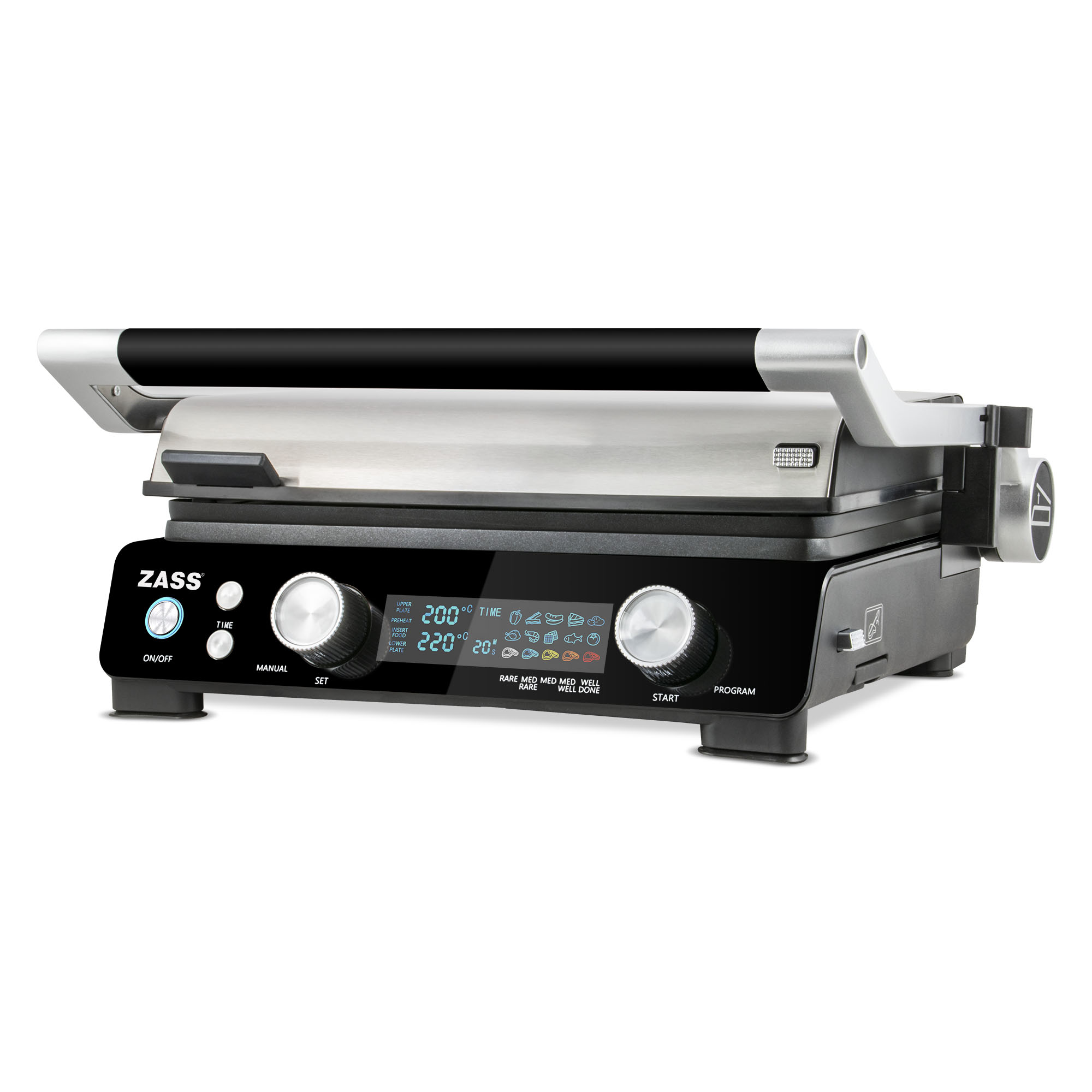 Grill electric digital multifuncțional Zass ZDG 10, 2000W