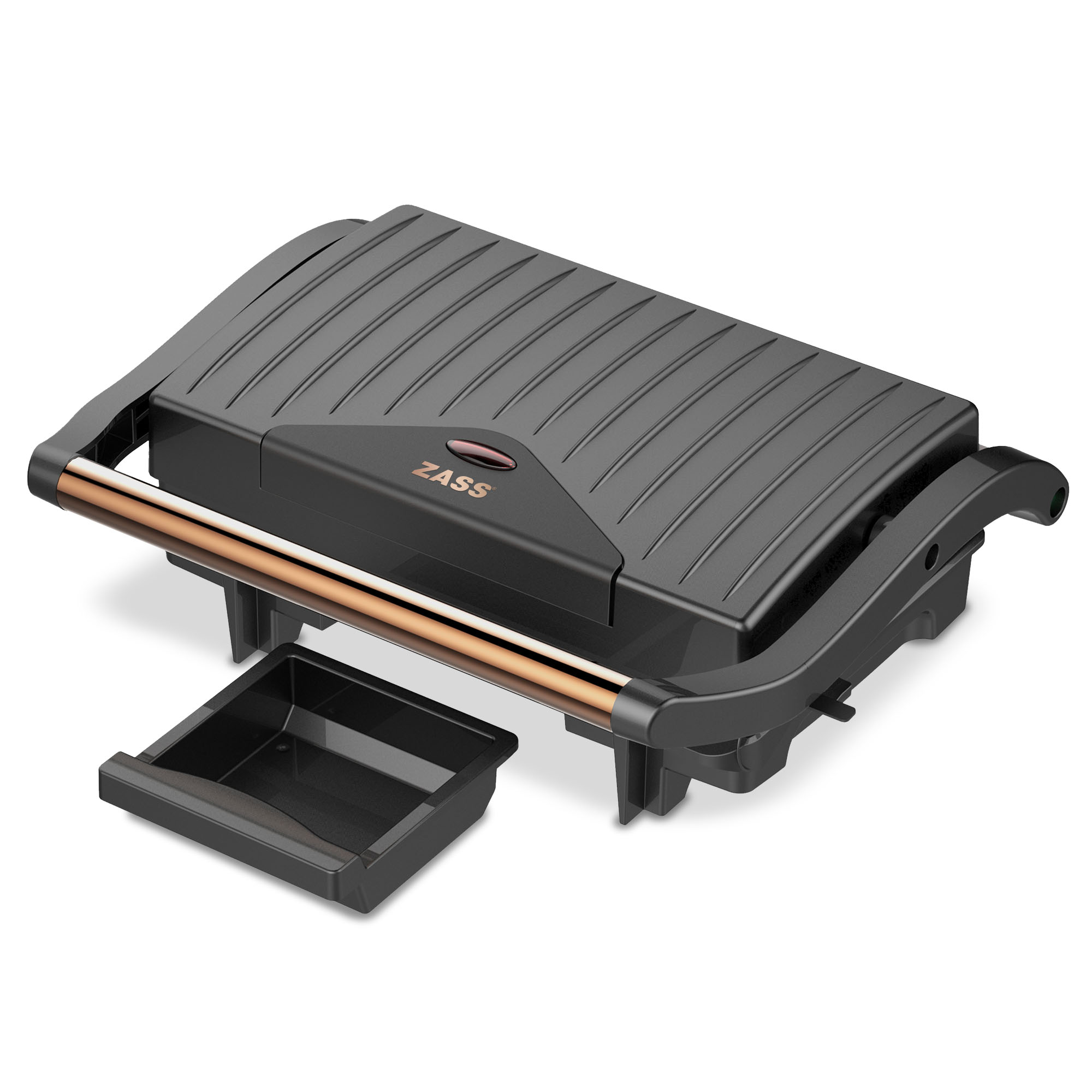 Grill electric Zass ZPG 20 pentru panini si sandwich-uri, 1500 W, Rose Gold