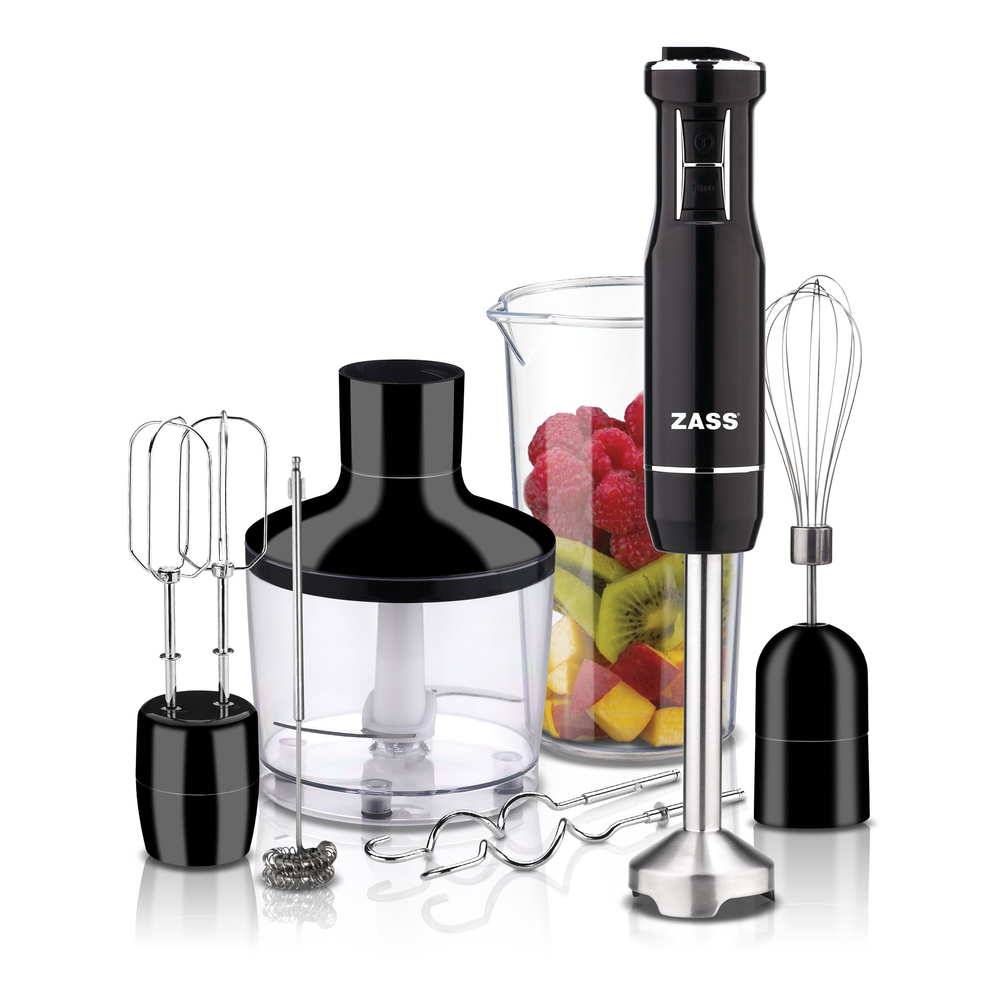 Blender vertical multifunctional ZASS ZHB 12 MF, 1000W, 5 accesorii
