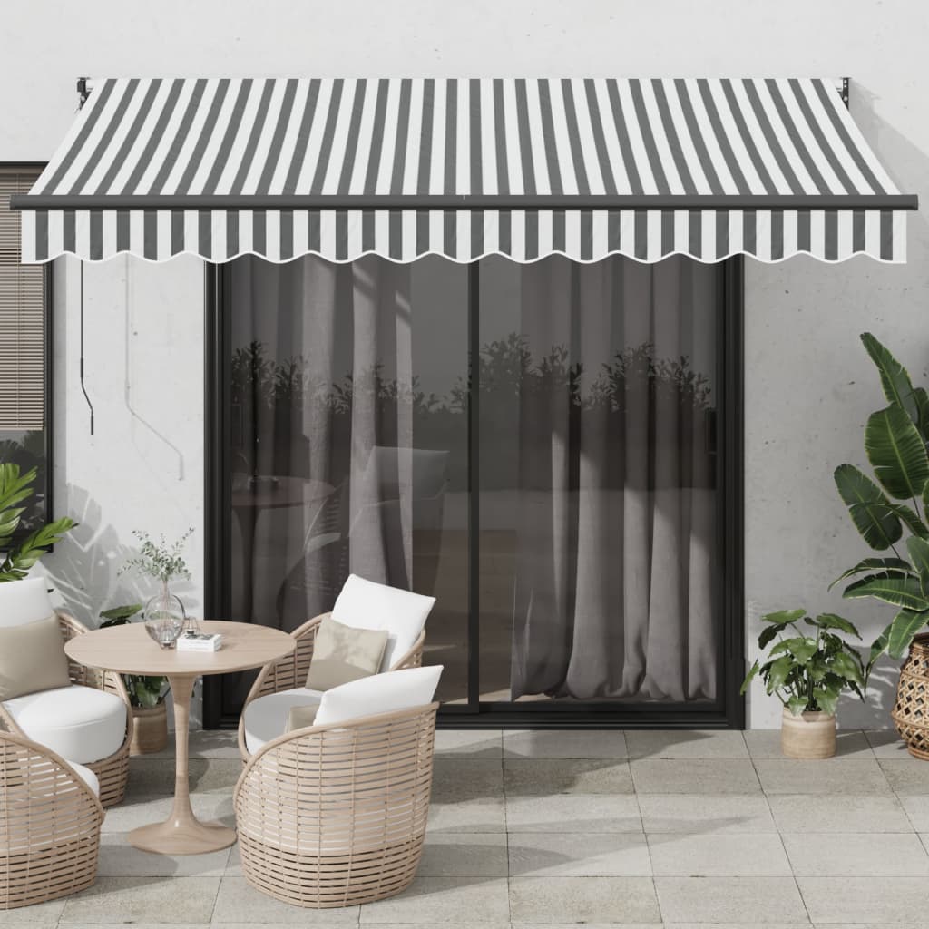 Copertină retractabilă antracit/alb, 3,5x2,5 m, textil/aluminiu GartenMobel Dekor