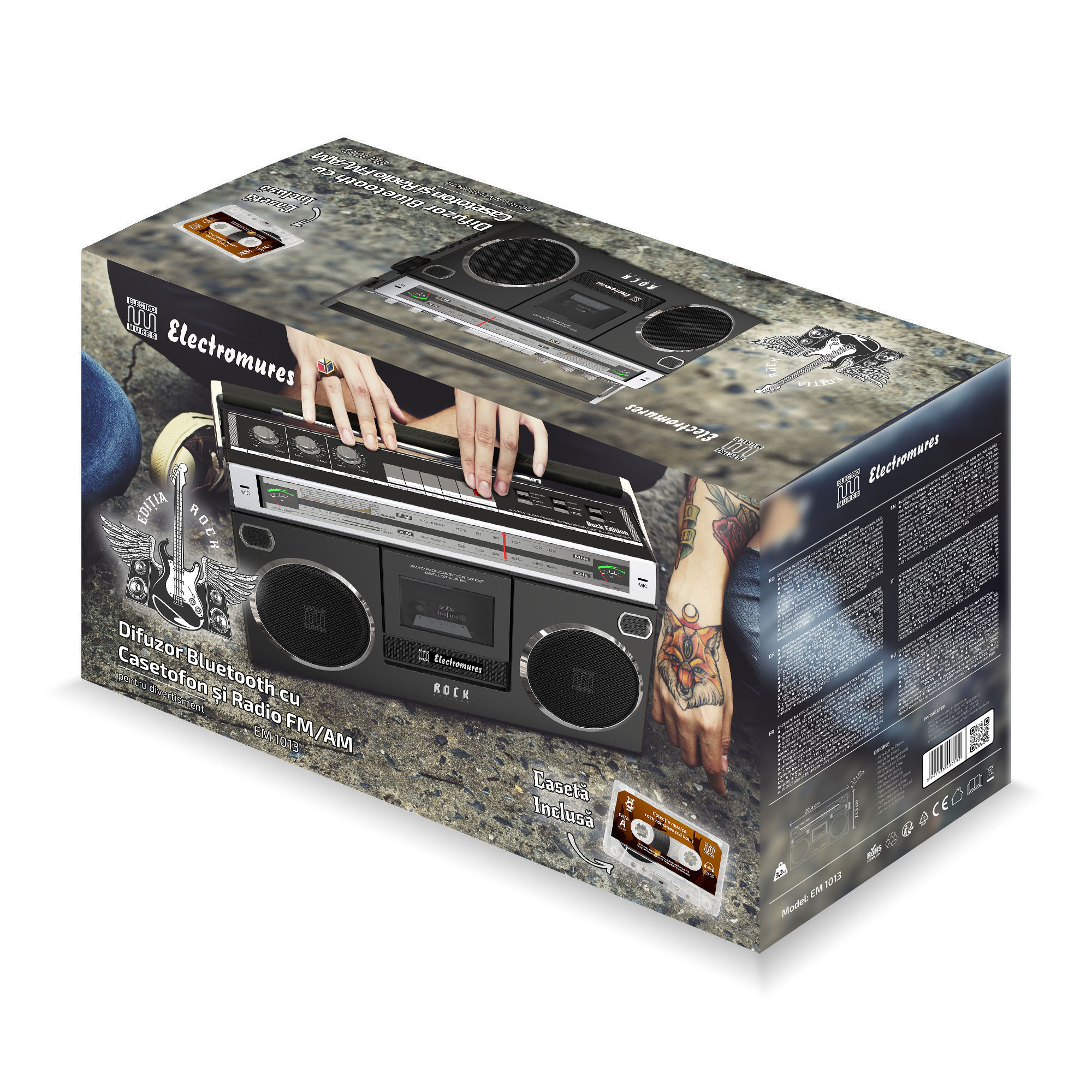 Difuzor Bluetooth cu casetofon, radio FM/AM și USB Electromureș EM 1013