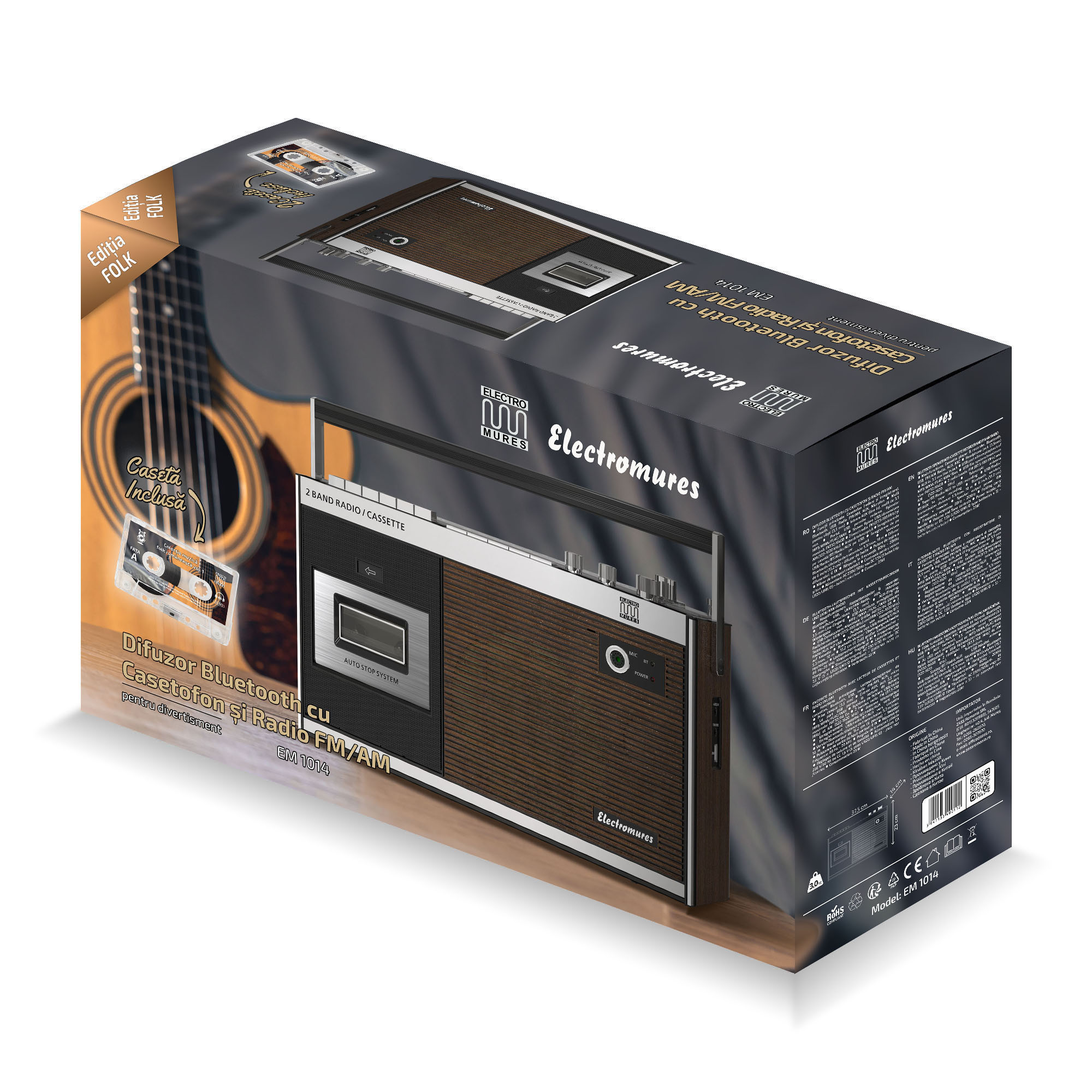 Difuzor Bluetooth cu casetofon, radio FM/AM și USB Electromureș EM 1014