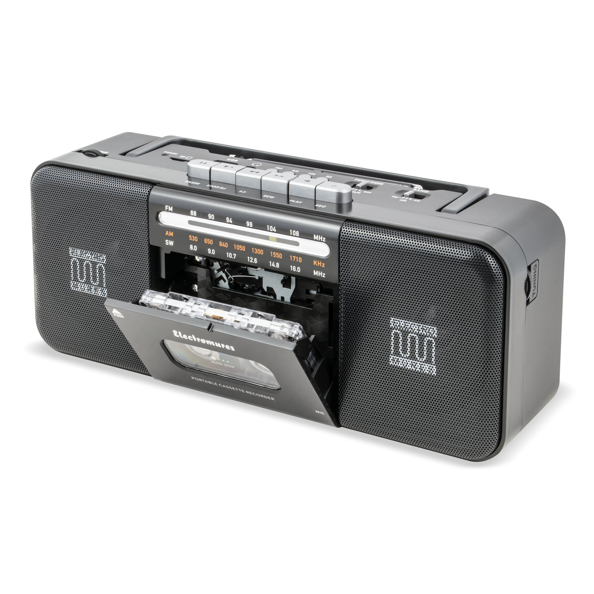 Difuzor Bluetooth cu casetofon și radio FM/AM/SW Electromureș EM 1010 negru