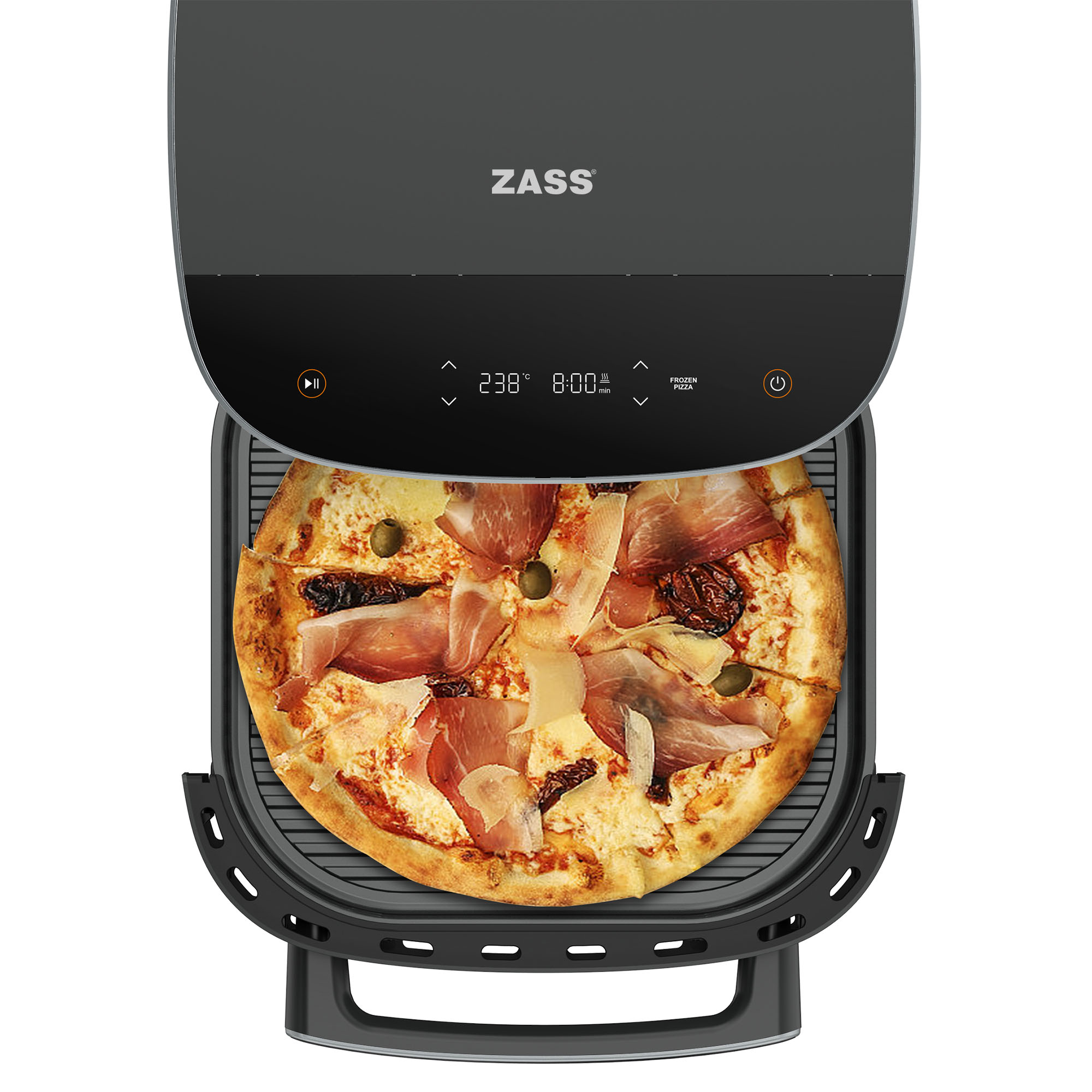 Friteuză cu aer cald ZASS ZAF 19 cu funcție pizza, 6L, 2850W