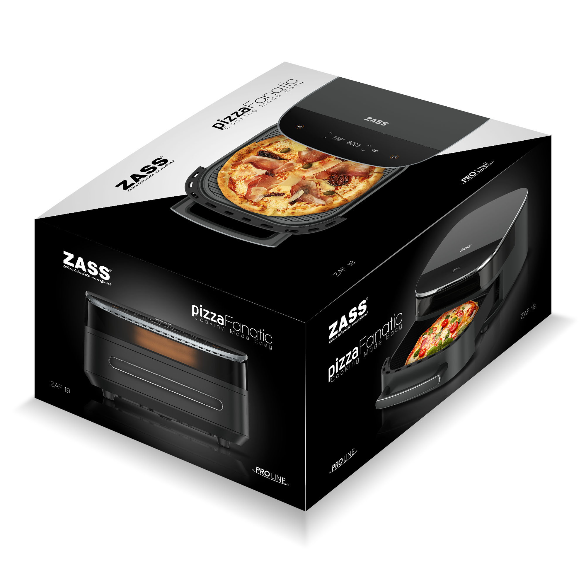 Friteuză cu aer cald ZASS ZAF 19 cu funcție pizza, 6L, 2850W
