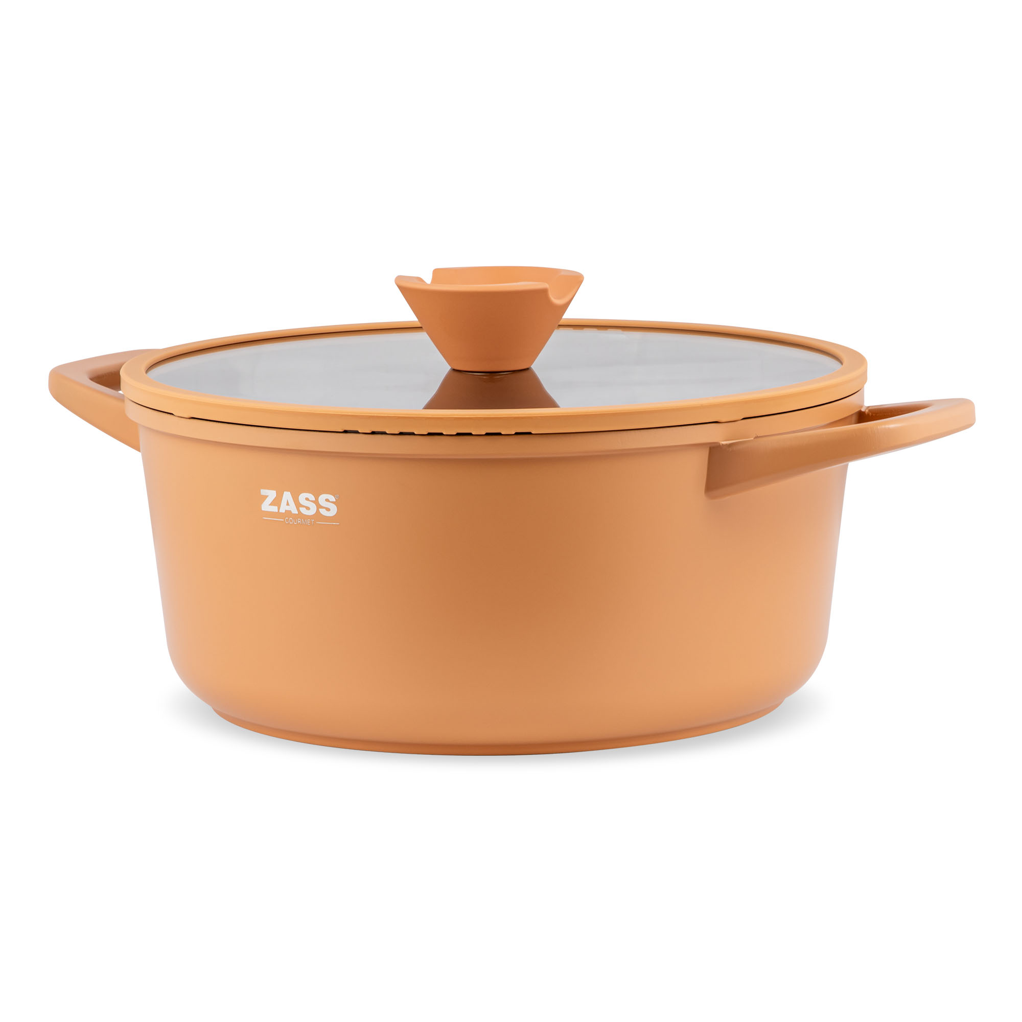 Oală din aluminiu turnat cu acoperire ceramică și capac, 24 cm, crem