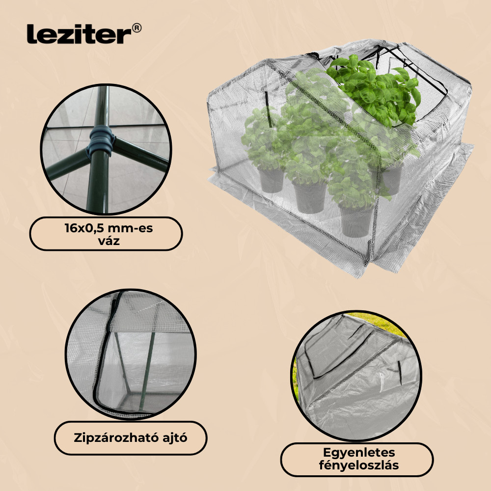 Sera pentru răsaduri Leziter 180x140x94 cm, alb, folie termică