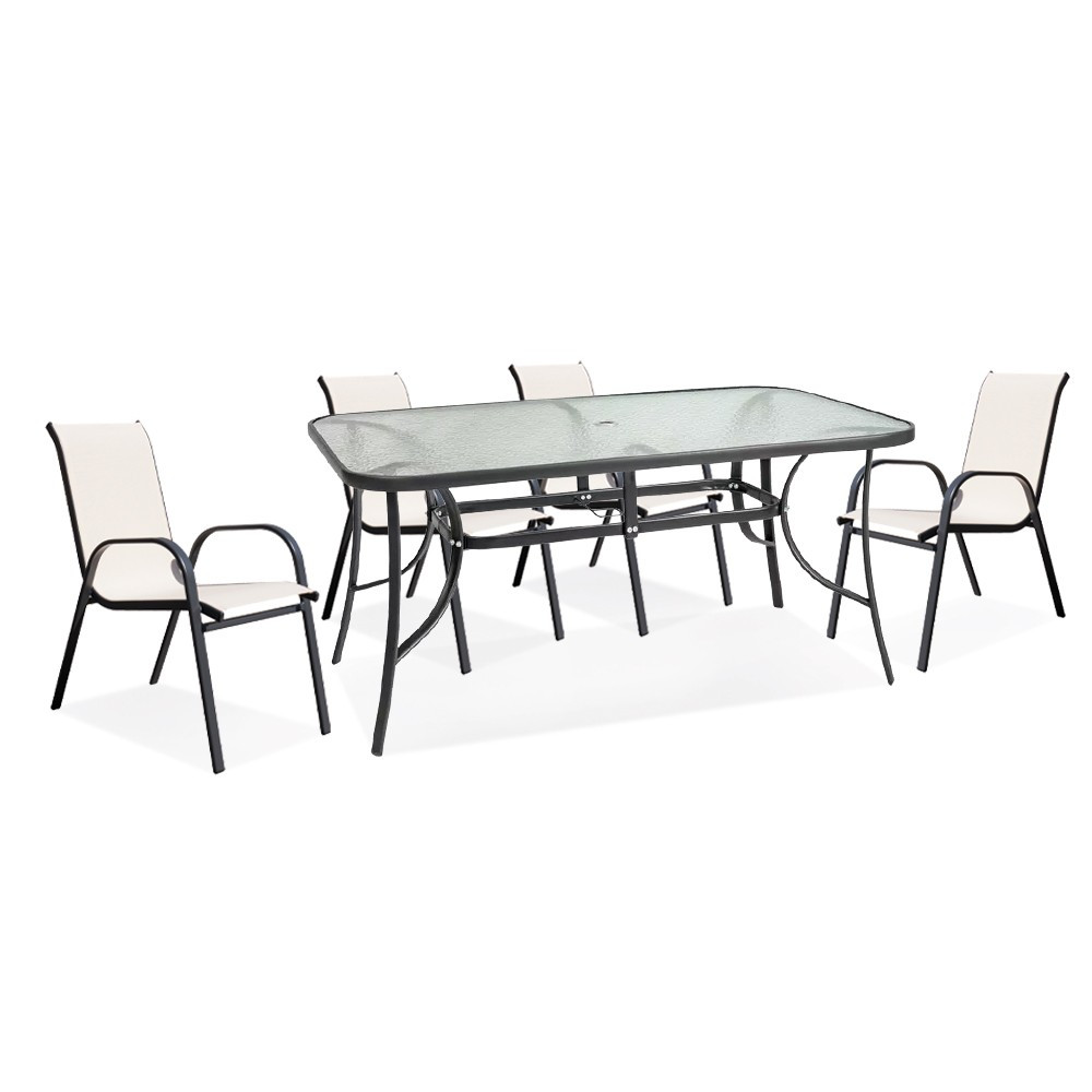 Set mobilier de grădină Mirpol Larkadia 4+1, metal, cappuccino