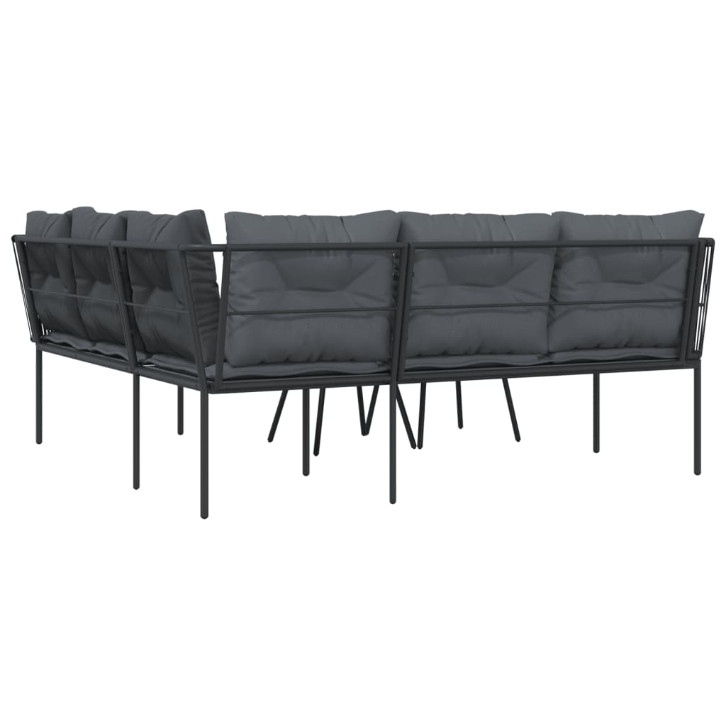 Set canapea de grădină cu perne, negru, oțel și textilenă GartenMobel Dekor