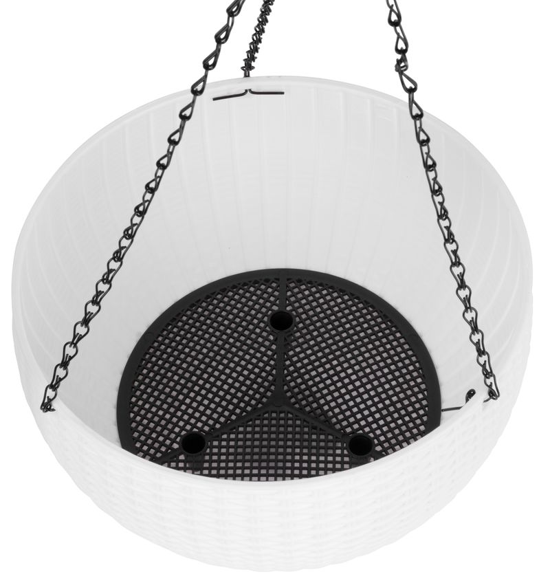 Ghiveci suspendat Strend Pro Modern alb 26x16 cm cu lant si carlig