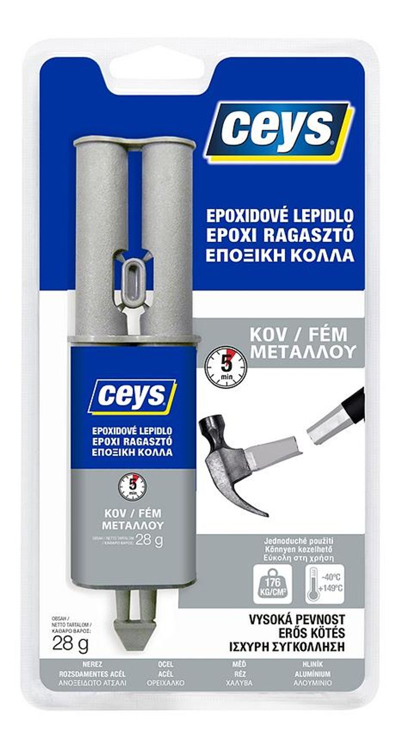 Adeziv epoxidic Ceys pentru metal, seringă cu întărire rapidă, 28 g