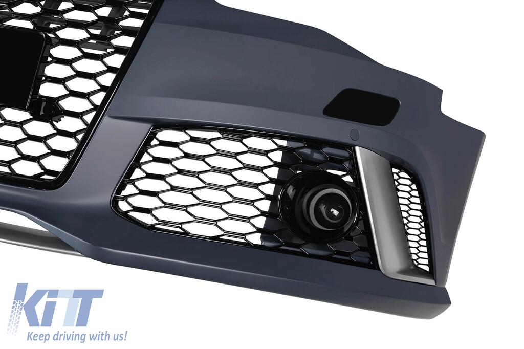 Bumper frontal tip RS6 potrivit pentru Audi A6 C7 4G 2015-2018 cu PDC, cu capace pentru duze Performance AutoTuning