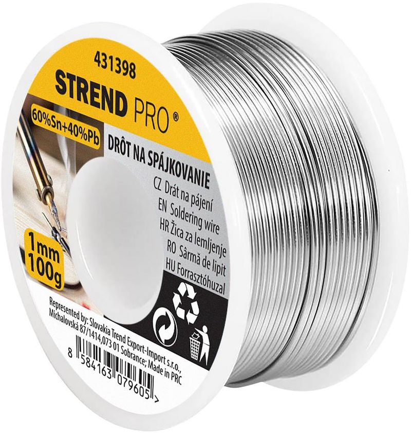 Cositor pentru lipit Strend Pro 1 mm, 100 g, aliaj 60% staniu + 40% plumb