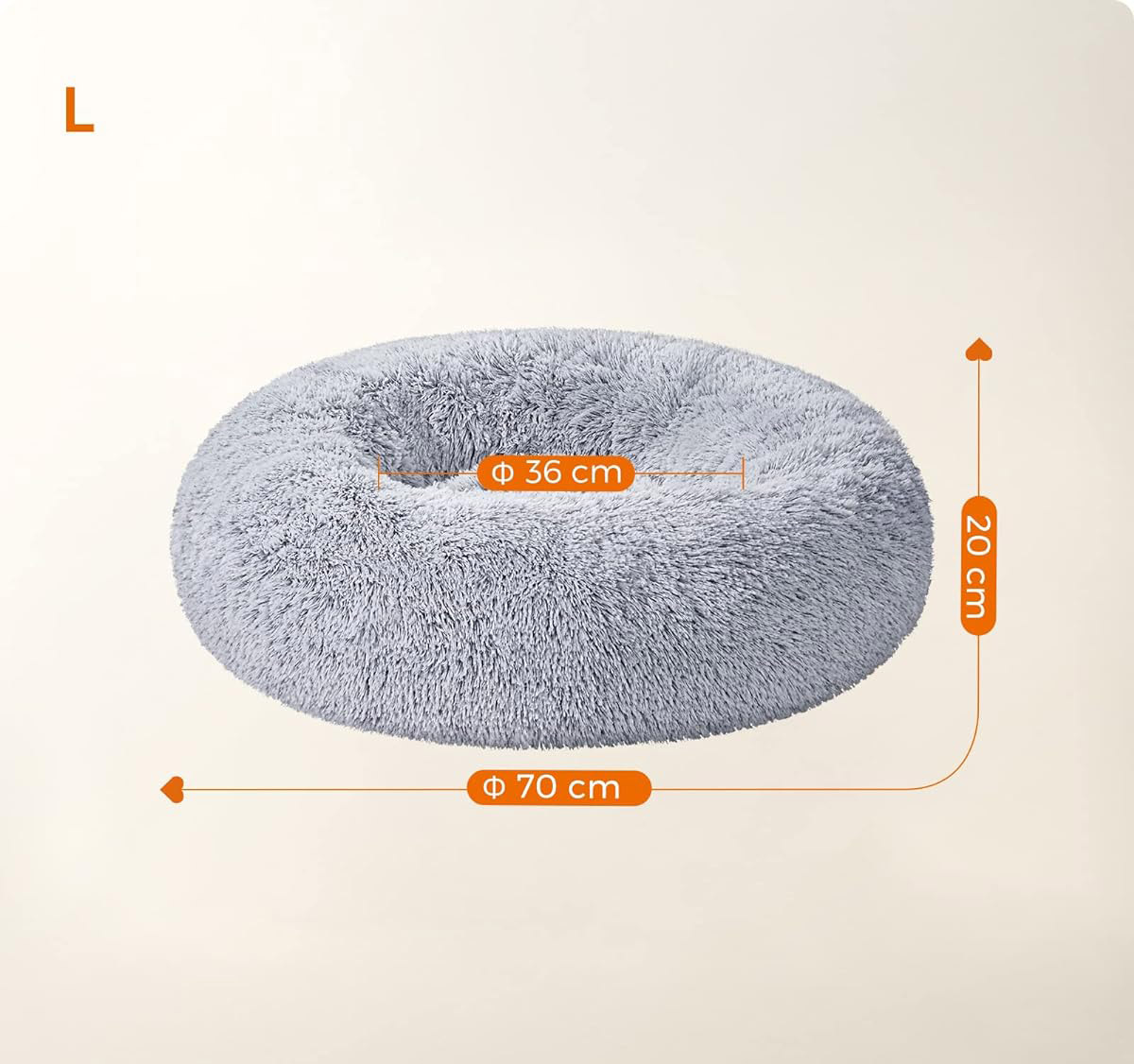 FEANDREA Pat pufos pentru caini si pisici, cu husa detasabila, lavabila, plus moale cu fir lung, 70 cm, gri Household NewTrend
