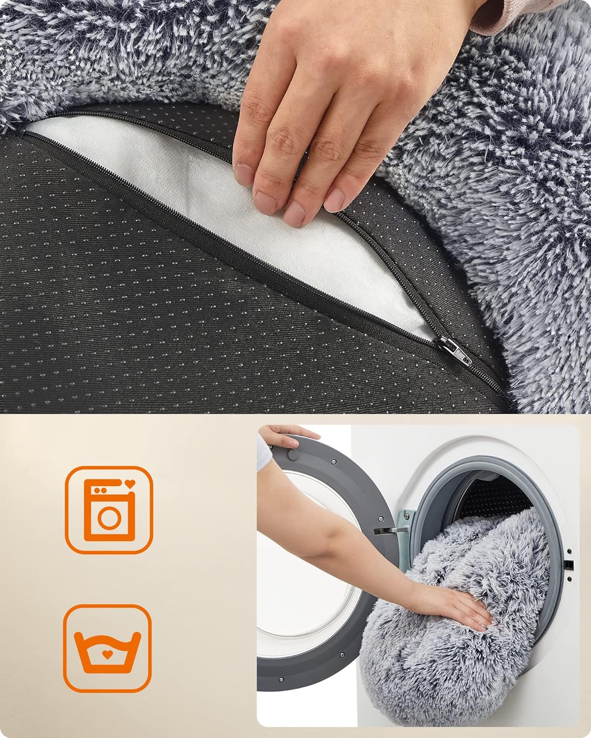 FEANDREA Pat pufos pentru caini si pisici, cu husa detasabila, lavabila, plus moale cu fir lung, 70 cm, gri Household NewTrend