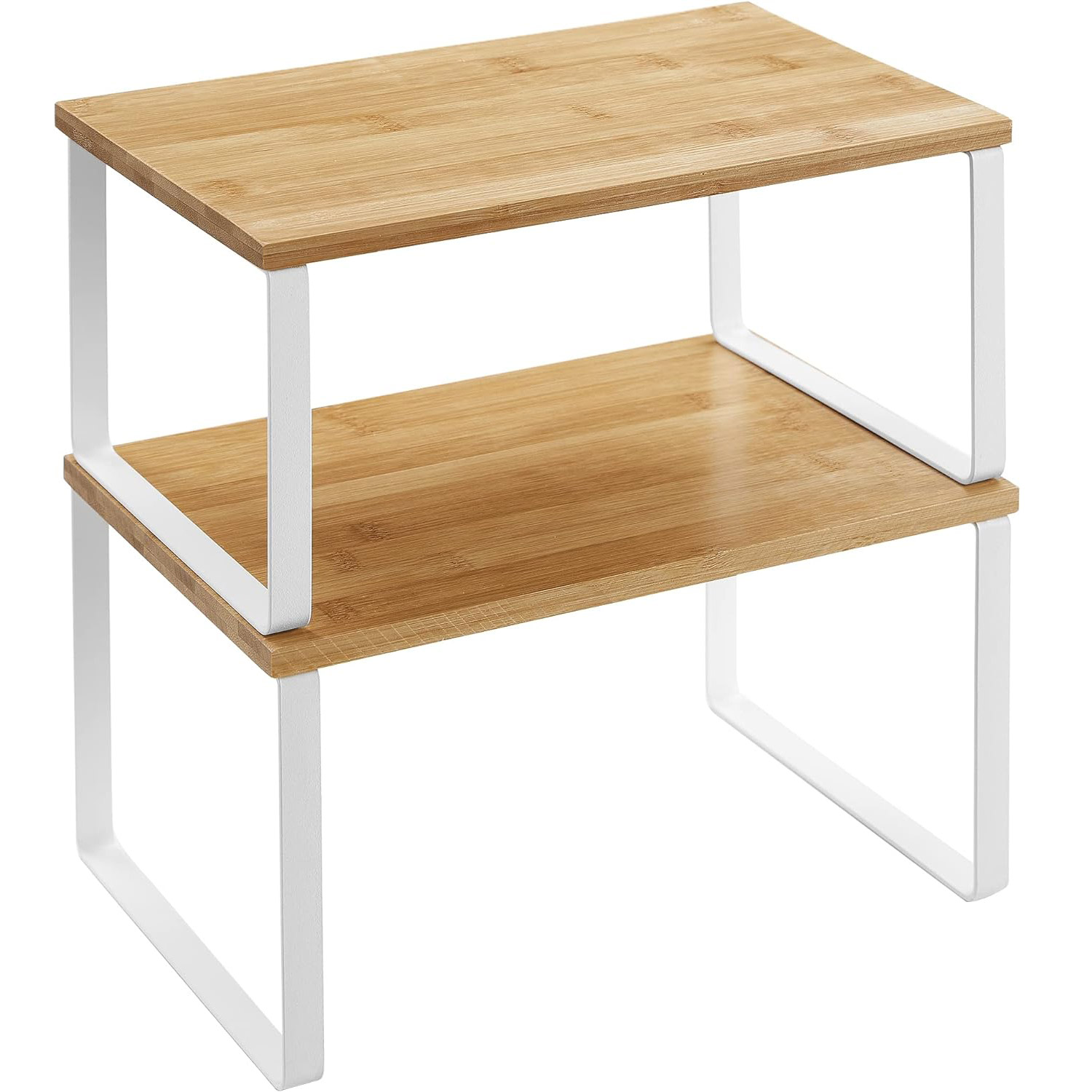 SONGMICS Set 2 rafturi de bucatarie suprapozabile, pentru ustensile sau condimente, 20x30x16cm, natur si alb Household NewTrend