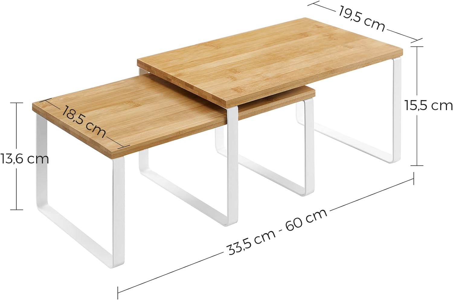 SONGMICS Set 2 rafturi de bucatarie suprapozabile, pentru ustensile sau condimente, 20x30x16cm, natur si alb Household NewTrend