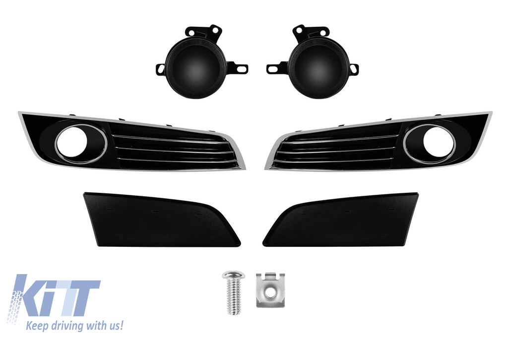Set grilaj cu capace ACC pentru lumini de zi potrivit pentru bara frontală W12 pe Audi A8 2009-2017 cu garnitură cromată Performance AutoTuning