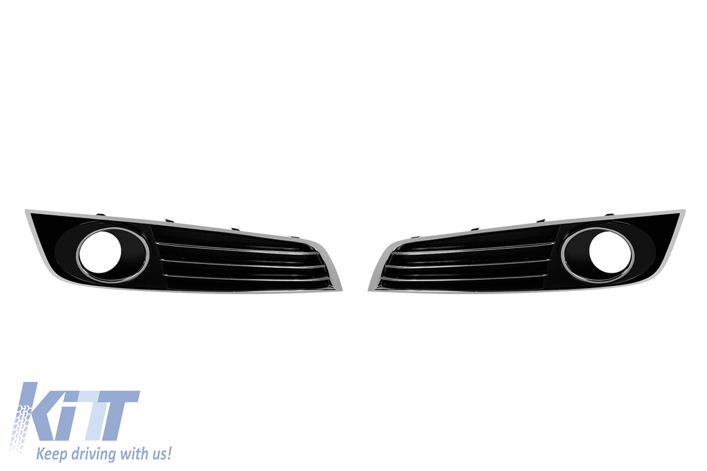 Set grilaj cu capace ACC pentru lumini de zi potrivit pentru bara frontală W12 pe Audi A8 2009-2017 cu garnitură cromată Performance AutoTuning