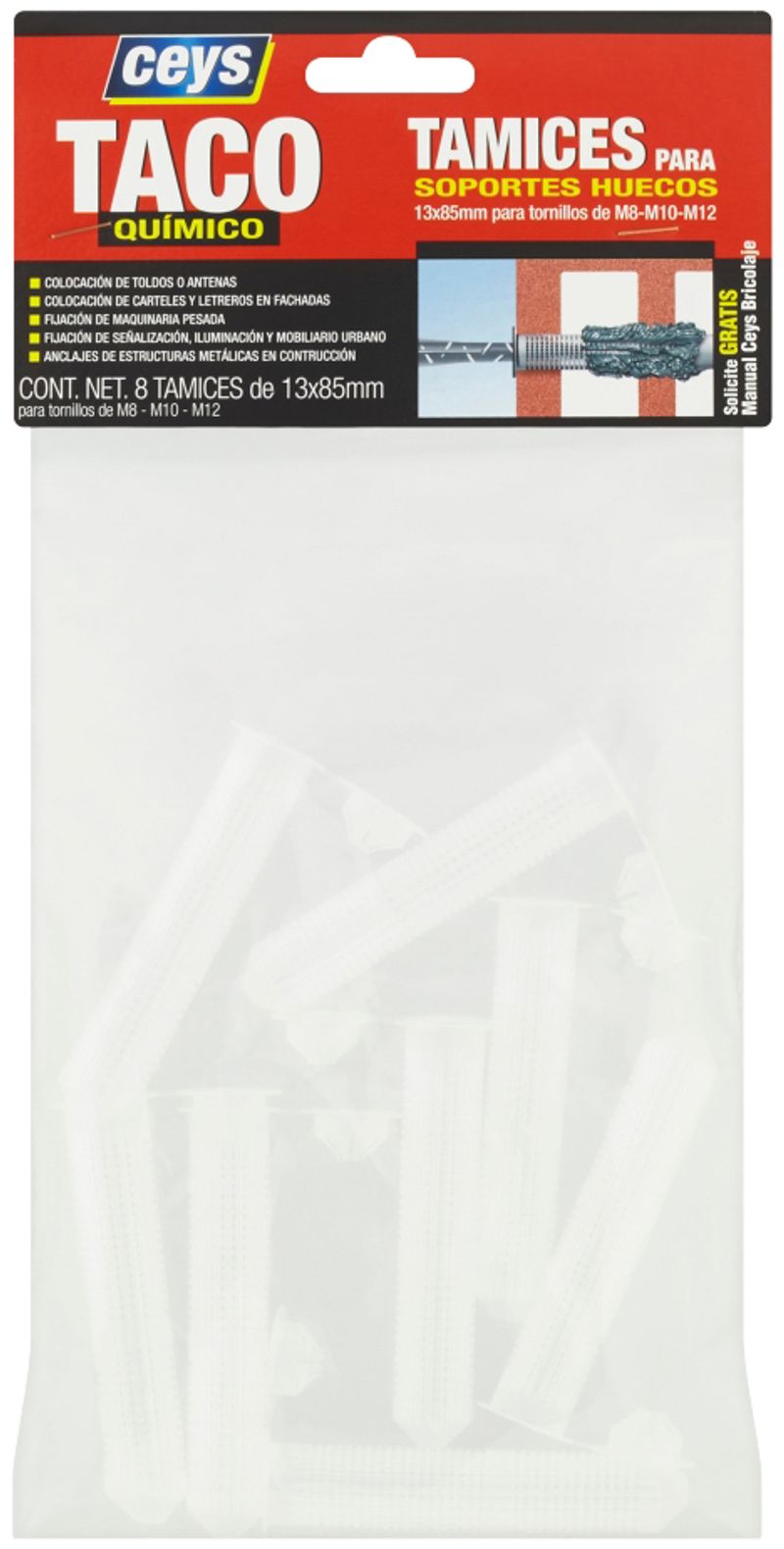 Site pentru ancoră chimică Ceys 13x85 mm, 8 buc pentru suporturi cu goluri