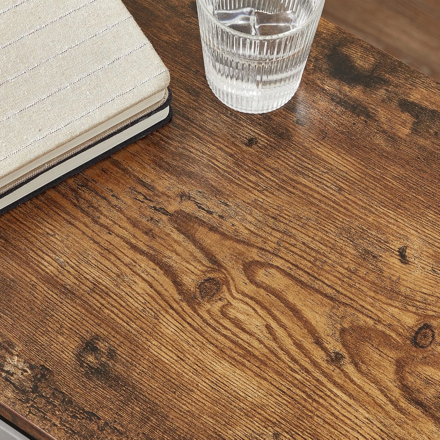 VASAGLE Masuta laterala 40x30x75 cm, cu 2 rafturi grilaj si blat, otel si PAL, maro rustic si negru Household NewTrend