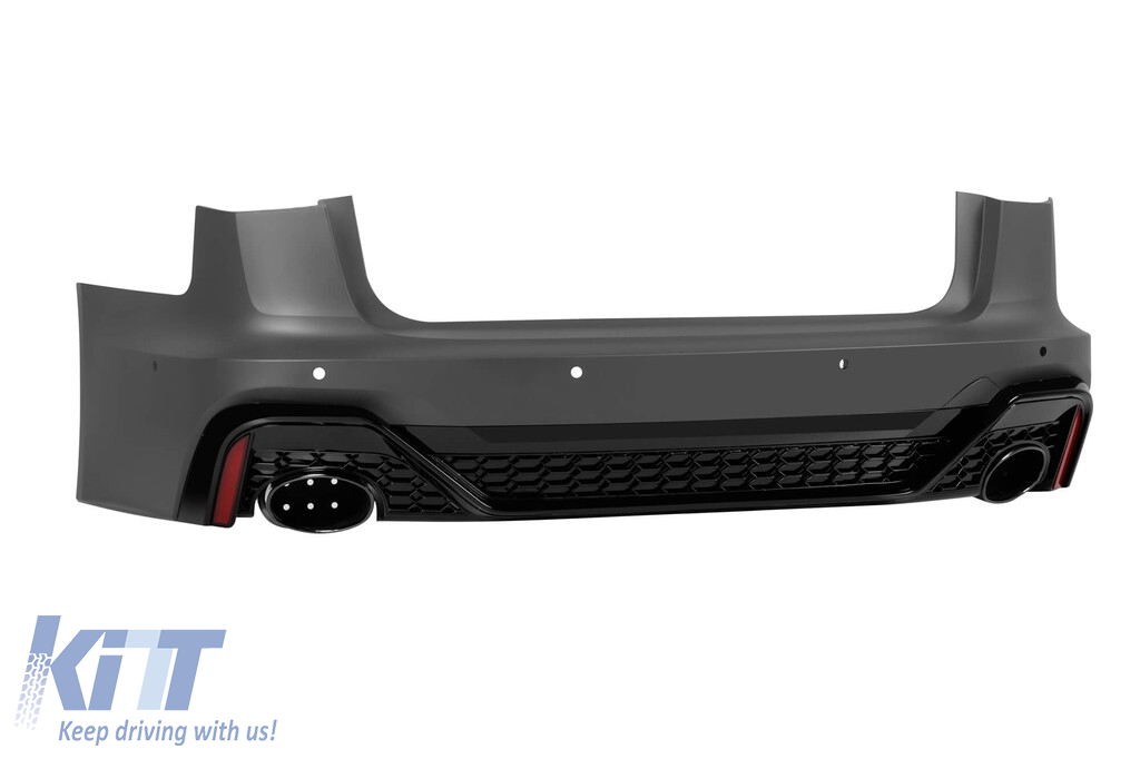 Bara spate RS6 2021 potrivită pentru Audi A6 Avant, Allroad 2015-2018 cu ieșiri de evacuare negre Performance AutoTuning