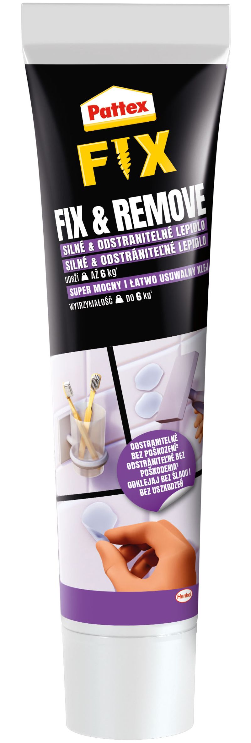 Adeziv de montaj Pattex Fix & Remove, removabil, rezistență 6 kg