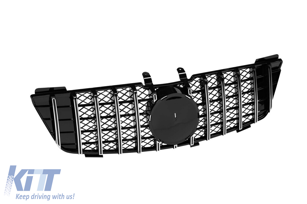 Grilă tip GT crom/neagră potrivită pentru Mercedes ML W164 2006-2008 Performance AutoTuning