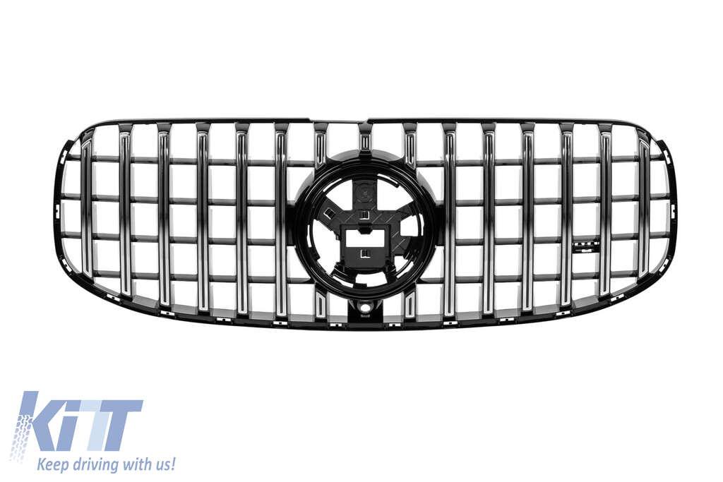 Pachet de tuning cu elemente negre și grilă crom/neagră potrivit pentru Mercedes GLS X167 2020-2023 pentru modelul echipat cu bara spate A Design line Performance AutoTuning