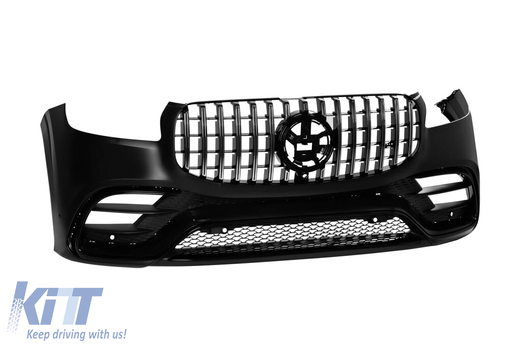 Pachet de tuning cu elemente negre și grilă crom/neagră potrivit pentru Mercedes GLS X167 2020-2023 pentru modelul echipat cu bara spate A Design line Performance AutoTuning