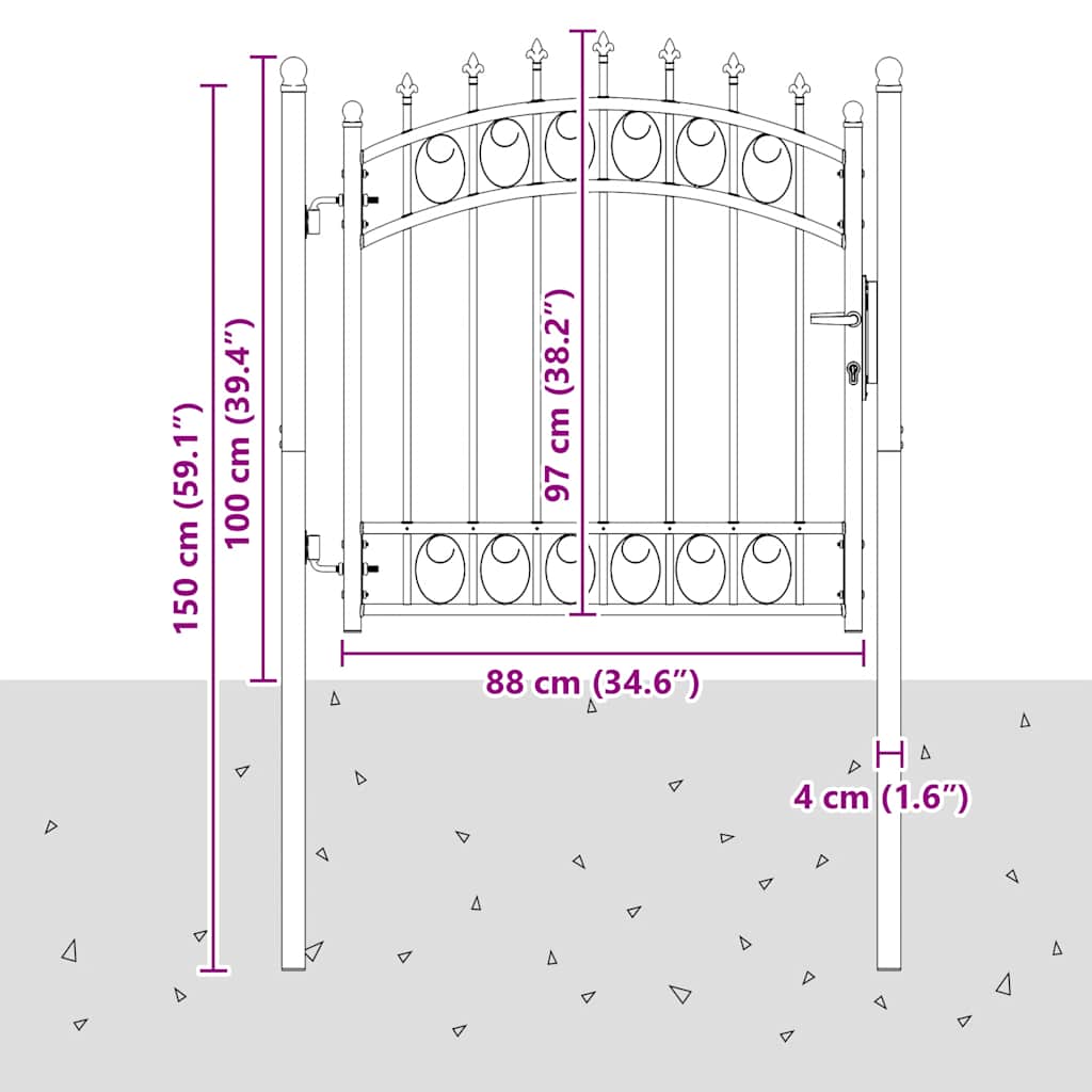 Poartă de gard Emmen cu țăruși din oțel, verde, 103x97 cm GartenMobel Dekor