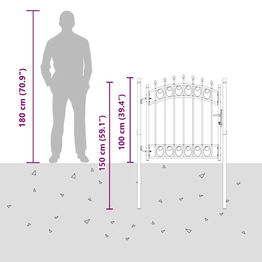 Poartă de gard Emmen cu țăruși din oțel, verde, 103x97 cm GartenMobel Dekor