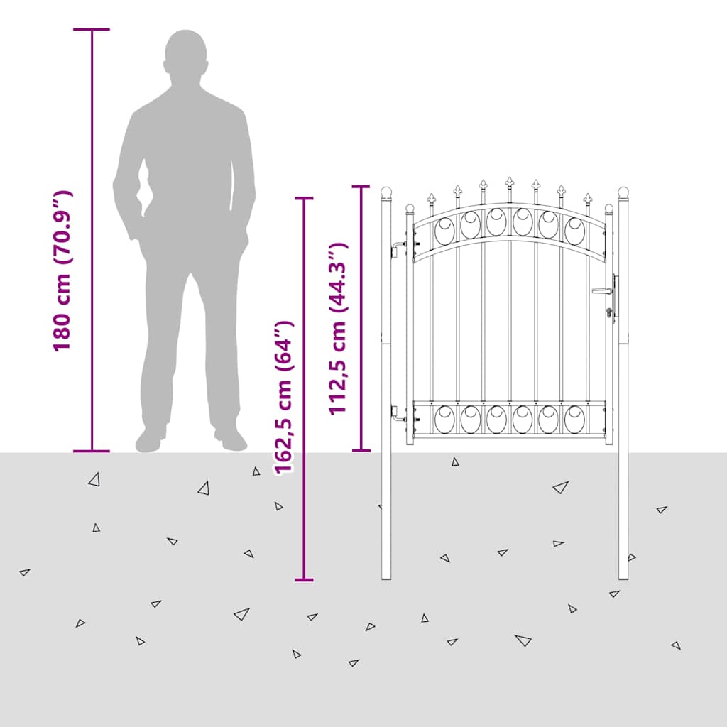 Poartă de gard Emmen cu țepi din oțel, verde, 103x109,5 cm GartenMobel Dekor