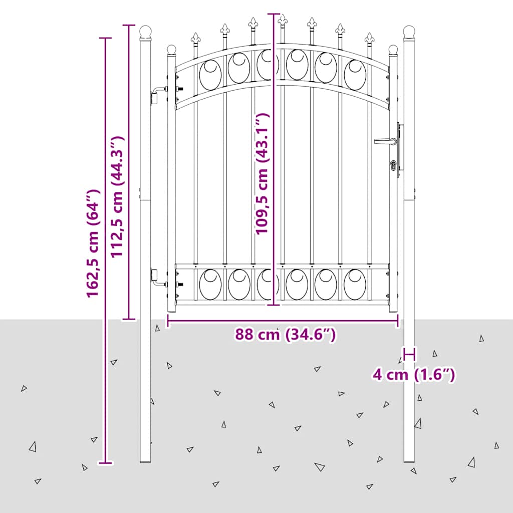 Poartă de gard Emmen cu țepi din oțel, verde, 103x109,5 cm GartenMobel Dekor