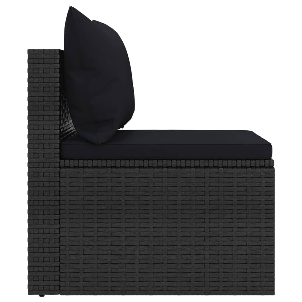 Set mobilier de grădină cu perne, 4 piese, negru, poliratan GartenMobel Dekor