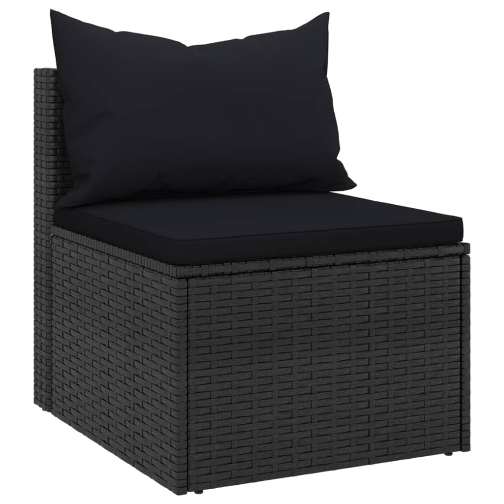 Set mobilier de grădină cu perne, 4 piese, negru, poliratan GartenMobel Dekor