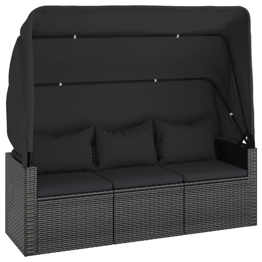 Set mobilier de grădină cu perne, 4 piese, negru, poliratan GartenMobel Dekor