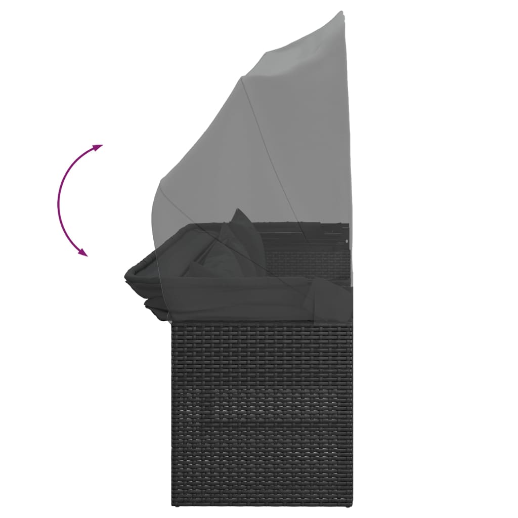 Set mobilier de grădină cu perne, 4 piese, negru, poliratan GartenMobel Dekor