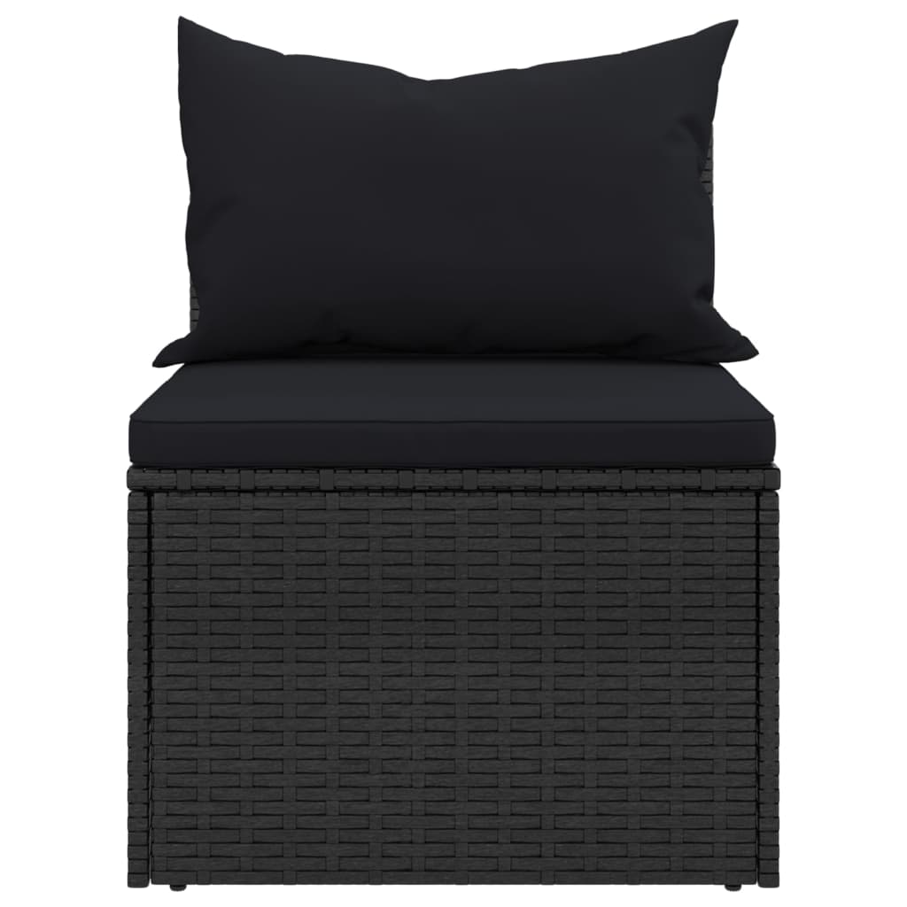 Set mobilier de grădină cu perne, 4 piese, negru, poliratan GartenMobel Dekor