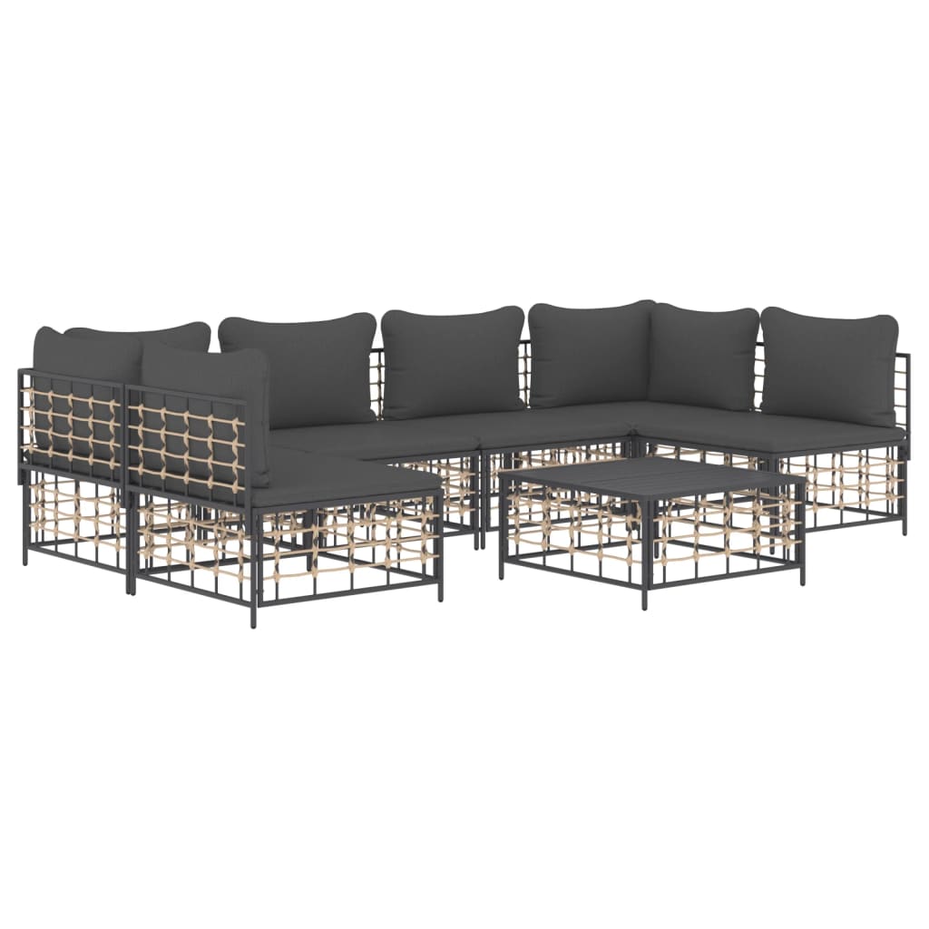 Set mobilier de grădină cu perne, 7 piese, antracit, poliratan GartenMobel Dekor