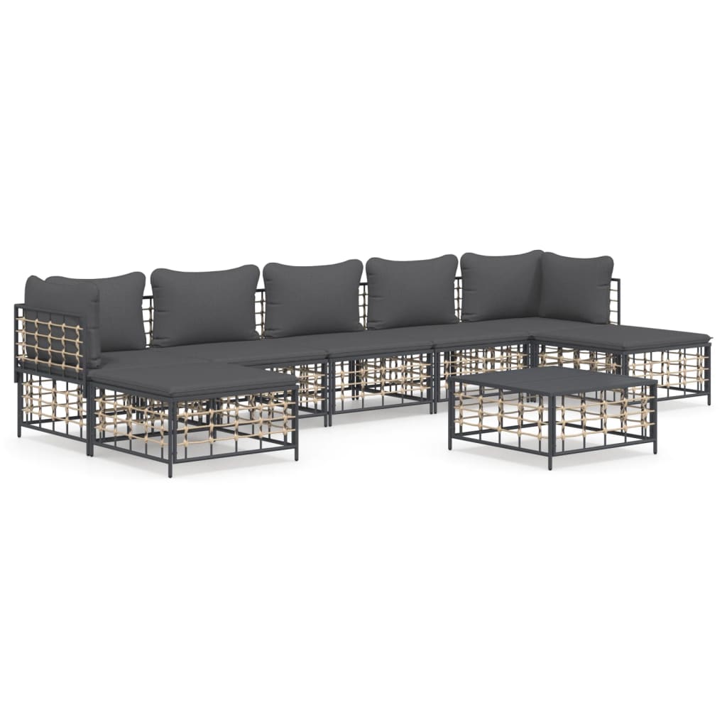 Set mobilier de grădină cu perne, 8 piese, antracit, poliratan GartenMobel Dekor