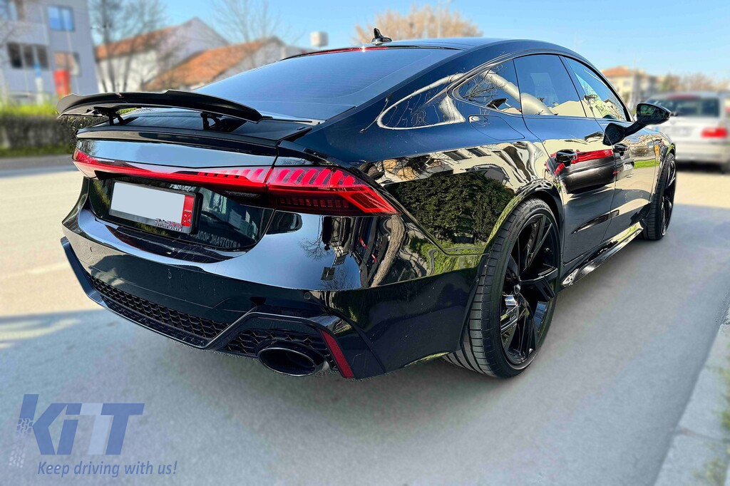 Spoiler tip S-Line Maxton Design potrivit pentru portbagajul Audi A7 C8 după 2017, lac negru Performance AutoTuning